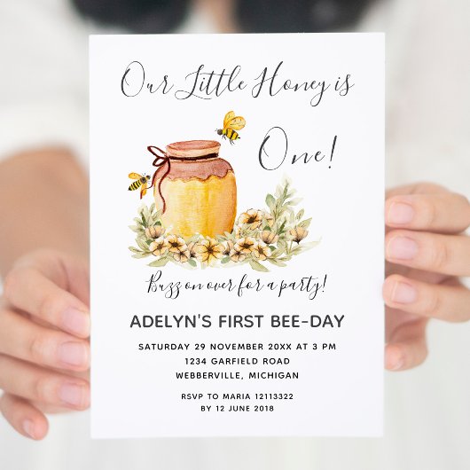 Invitation Notre petit Miel Abeille Premier Anniversaire