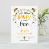 Invitation Notre petit miel, abeille thème 1er anniversaire i (Debout devant)