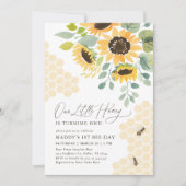 Invitation Notre Petit Miel Bee Sunflower 1er anniversaire (Devant)