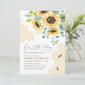 Invitation Notre Petit Miel Bee Sunflower 1er anniversaire (Debout devant)