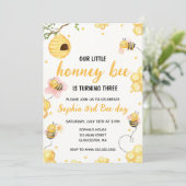 Invitation Notre Petit Miel Bumble Bee Floral Anniversaire (Debout devant)