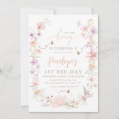 Invitation Notre Petit Miel Fleur sauvage Bee Girls 1er Anniv (Devant)