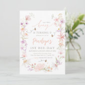 Invitation Notre Petit Miel Fleur sauvage Bee Girls 1er Anniv (Debout devant)