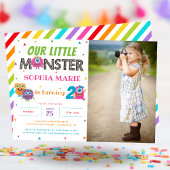 Invitation Notre petit Monster mignon photo rose Anniversaire