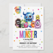 Invitation Notre Petit Monstre 1er Anniversaire Fête Invitati (Devant)