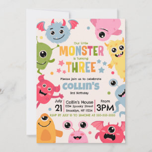 Invitation Notre petit monstre a trois ans
