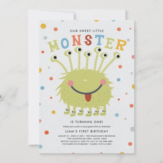 Invitation Notre petit monstre d'anniversaire (Devant)