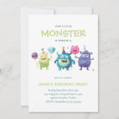 Invitation Notre petit monstre | Trois monstres colorés (Devant)