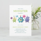 Invitation Notre petit monstre | Trois monstres colorés (Debout devant)