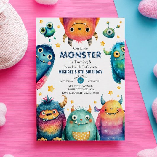 Invitation Notre Petit Monstre Whimsical Kids Birthday Party