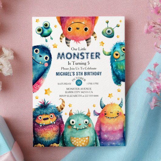 Invitation Notre Petit Monstre Whimsical Kids Birthday Party