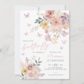 Invitation Notre Petit Papillon Floral 1er Anniversaire (Devant)