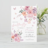 Invitation Notre Petit Papillon Floral 1er Anniversaire (Debout devant)