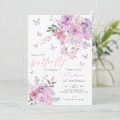 Invitation Notre Petit Papillon Floral Purple 1er Anniversair (Debout devant)