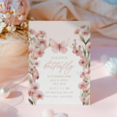 Invitation Notre petit papillon rose filles 1er anniversaire