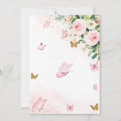 Invitation Notre Petit Papillon rose Floral Anniversaire (Dos)