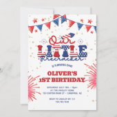 Invitation Notre petit pétard 1er anniversaire (Devant)