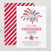 Invitation Notre petit pétard| 4 juillet Anniversaire (Devant / Derrière)
