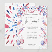 Invitation Notre petit pétard 4 juillet Anniversaire de enfan (Devant / Derrière)