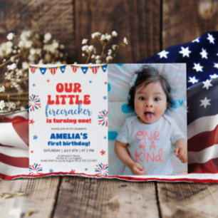 Invitation Notre petit pétard de 1 an Photo de fête d'anniver