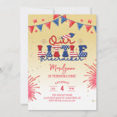 Invitation Notre Petit Pétard Jaune 1ère Fête d'Anniversaire (Devant)