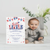 Invitation Notre petit pétard photo 1er anniversaire (Debout devant)