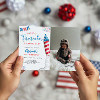 Invitation Notre petit pétard photo 1er anniversaire