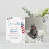 Invitation Notre petit pétard photo 1er anniversaire (Debout devant)