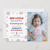 Invitation Notre petit pétard photo de fête d'anniversaire 1e (Devant)