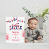 Invitation Notre petit pétard photo de fête d'anniversaire 1e (Debout devant)