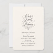 Invitation Notre Petit Prince Bébé Crème Minimal Script (Devant)