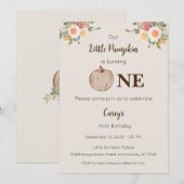Invitation Notre petit Pumpkin a un an Invitation, 1er annive (Devant / Derrière)