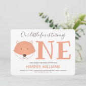 Invitation Notre petit renard devient un premier anniversaire (Debout devant)