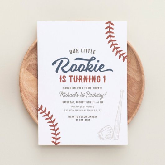 Invitation Notre petit rookie Baseball 1er anniversaire
