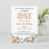 Invitation Notre petit soleil 1er anniversaire Boho Floral (Debout devant)
