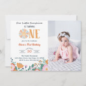 Invitation Notre Petit Soleil 1er Anniversaire Boho Floral Ph (Devant)