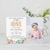 Invitation Notre Petit Soleil 1er Anniversaire Boho Floral Ph (Debout devant)