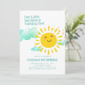 Invitation Notre petit soleil 1er anniversaire moderne (Debout devant)