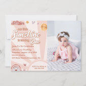 Invitation Notre petit soleil 1er anniversaire Rainbow Photo (Devant)