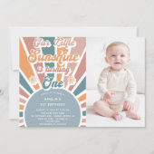 Invitation Notre petit soleil 1er anniversaire Rainbow Photo (Devant)