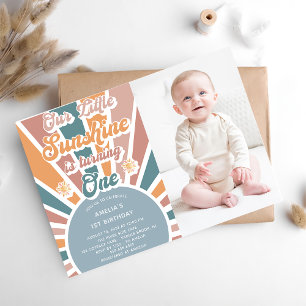 Invitation Notre petit soleil 1er anniversaire Rainbow Photo