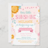 Invitation Notre Petit Soleil Cute Rose Girl Premier Annivers (Devant)