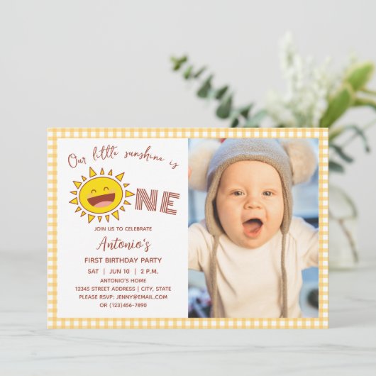 Invitation Notre petit soleil est un mignon garçon Photo Anni (Debout devant)