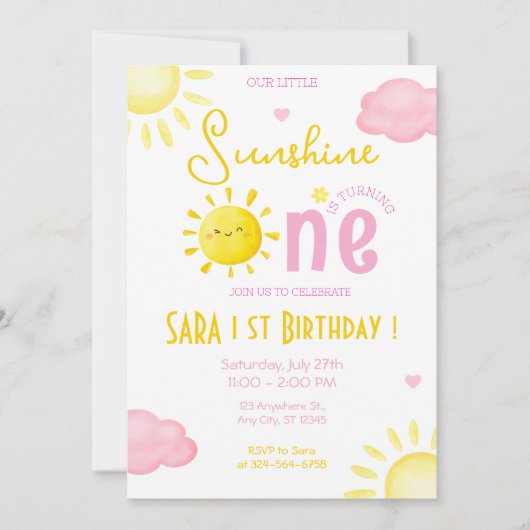 INVITATION NOTRE PETIT SOLEIL FAIT UN ANNIVERSAIRE (Devant)
