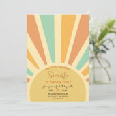 Invitation notre petit soleil grand soleil avec rayons annive (Debout devant)