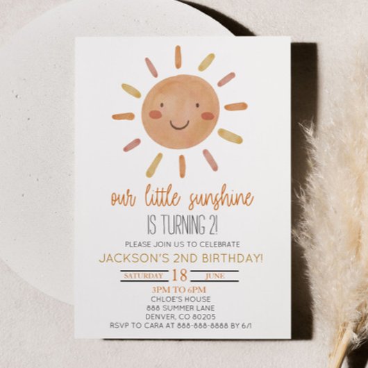 Invitation Notre Petit Soleil Jaune Jaune Anniversaire