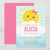 Invitation Notre Petit Soleil| Premier anniversaire de la fil (Devant / Derrière)