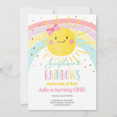 Invitation Notre petit soleil Rainbow Girl premier anniversai (Devant)