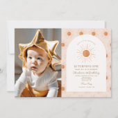 Invitation Notre petit Soleil Soleil Rétro Minimal 1er Annive (Devant)