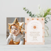 Invitation Notre petit Soleil Soleil Rétro Minimal 1er Annive (Debout devant)